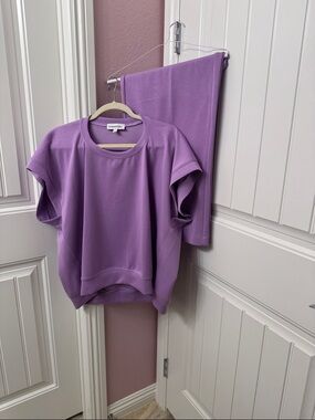 Emerald Lilac Track Pants & Short Sleeve Top Set